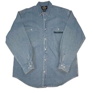 Harley-Davidson Men's Light Blue‎ Denim Button-Up Shirt